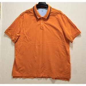 Lands' End Polo Shirt‎ Men's Size XXL Orange Short Sleeves Cotton Preppy Casual